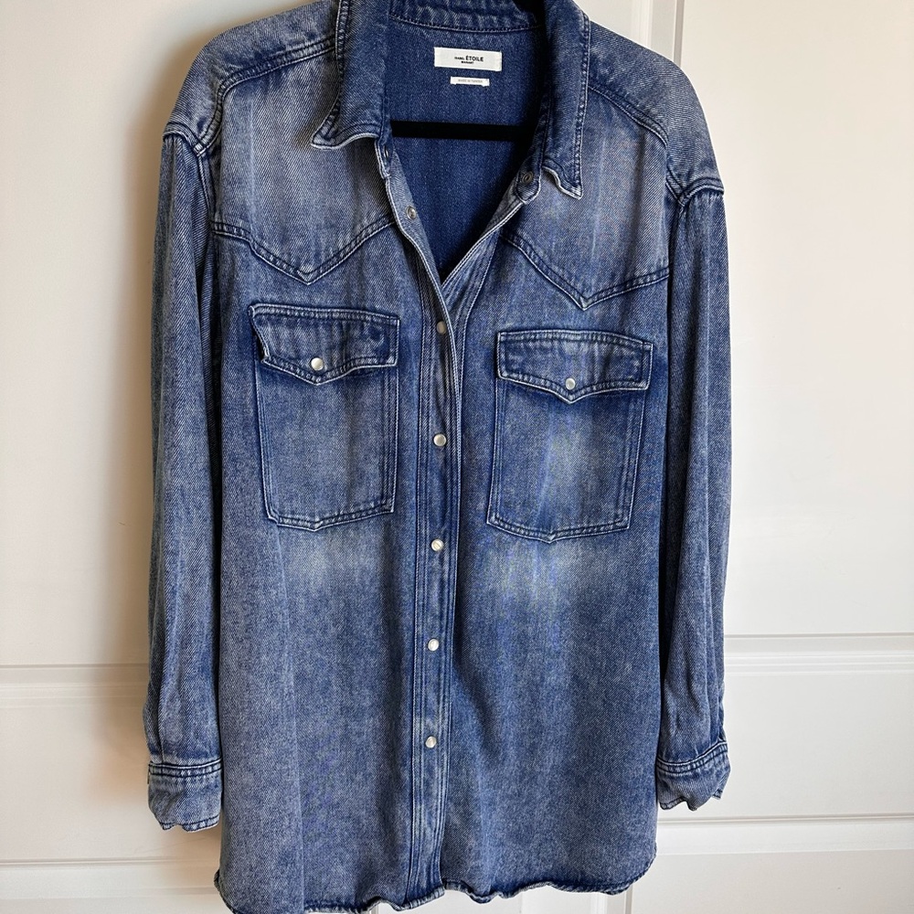 Isabel Etoile Marant Washed Denim Button-Down Shirt - Blue EU size 44. US L/XL